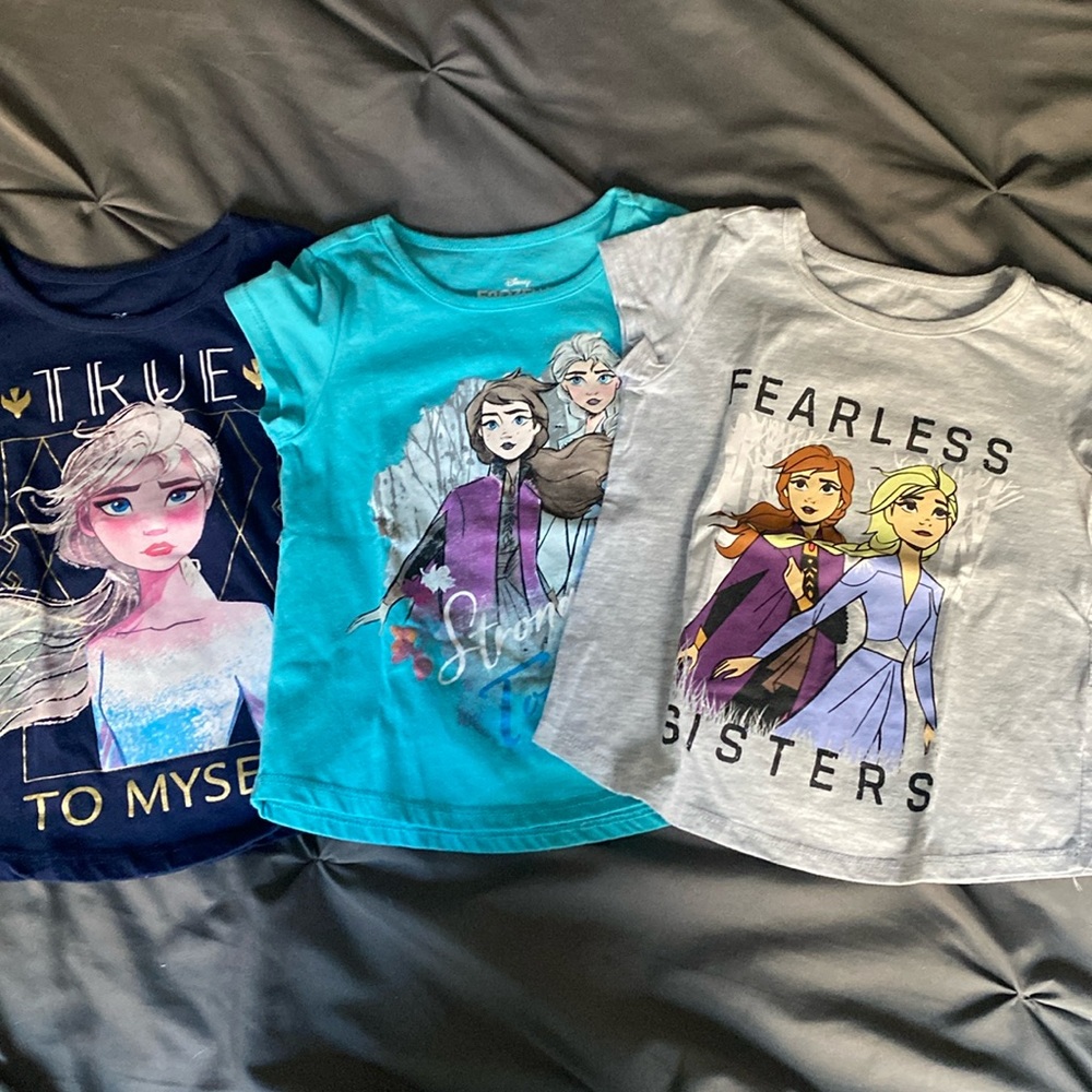 Girls size 6 Disney Frozen short sleeve shirts (3)
